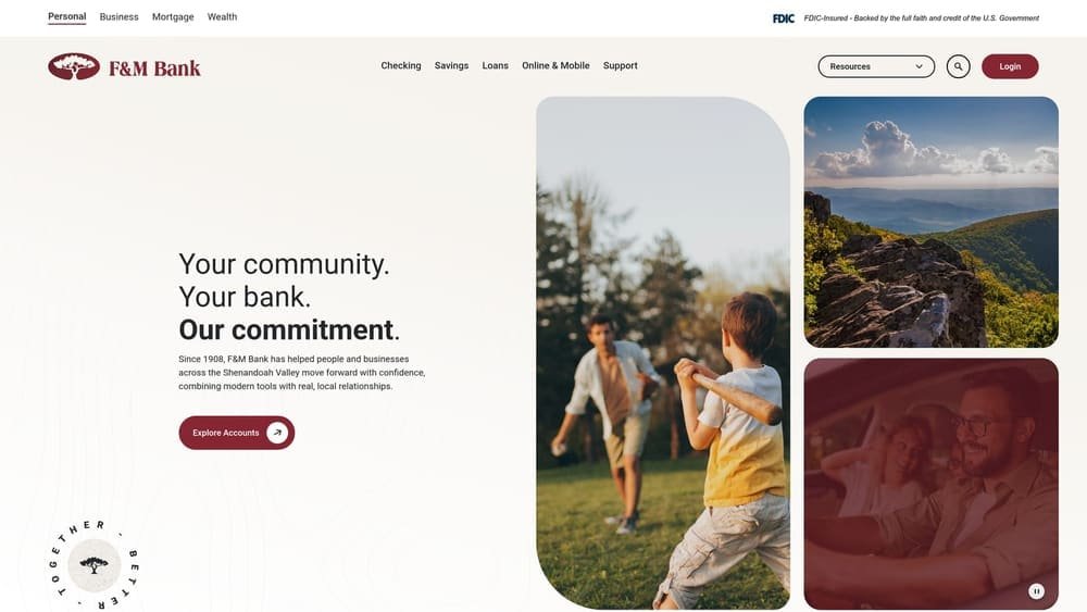 Screenshot of F&M Mortgage (F&M Bank) website