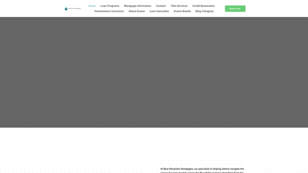 Screenshot of Blue Mountain Mortgages (Coast2Coast Mortgage LLC) website
