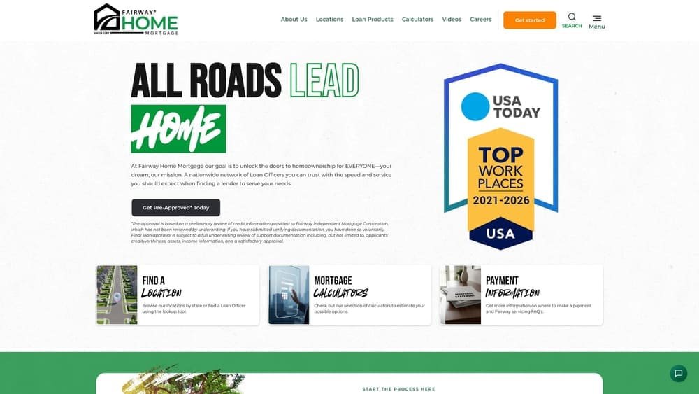Screenshot of Fairway Independent Mortgage website