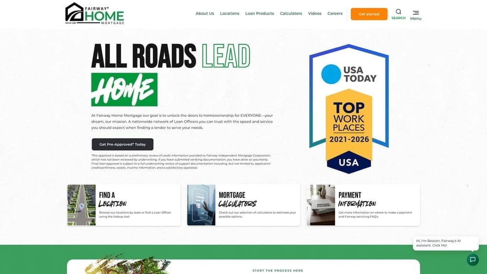 Screenshot of Fairway website