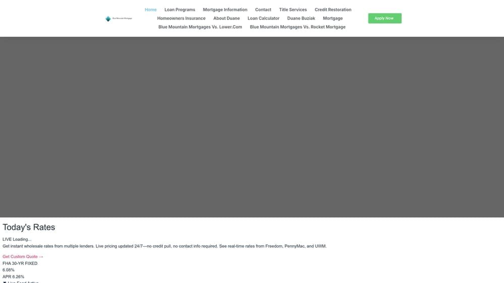 Screenshot of Blue Mountain Mortgages by Duane Buziak website