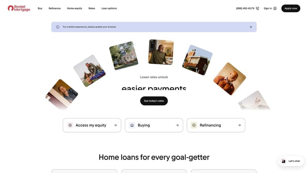 Screenshot of Rocket Mortgage website